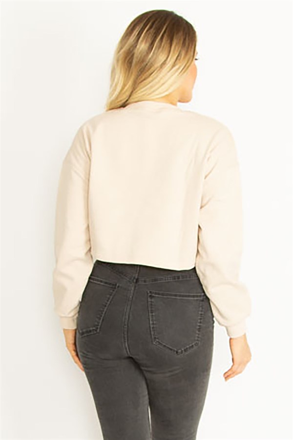 Women's Mink Coated Polar Fleece Fabric Embroidered Sweatshirt 65N35067