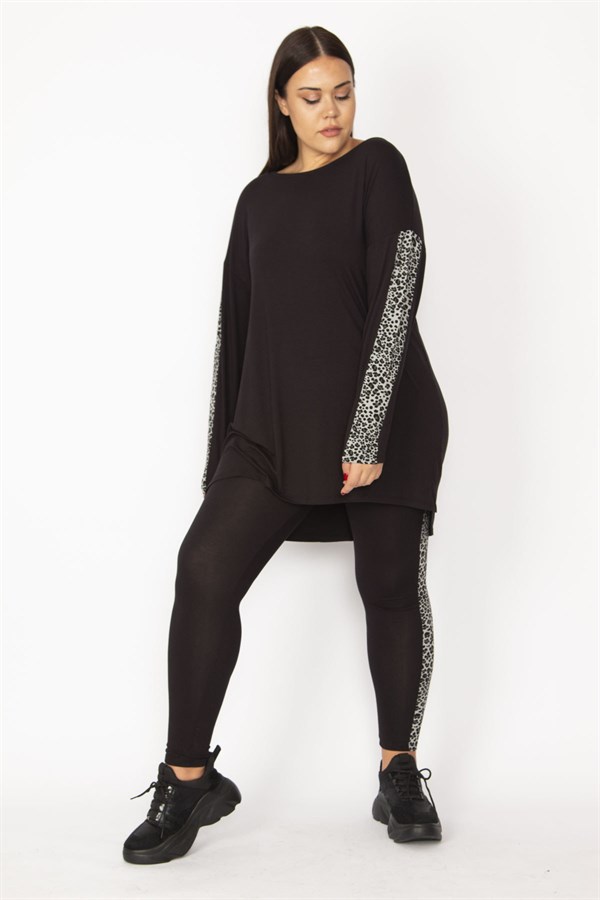 Kadın Siyah Yan Garni Detaylı Bisiklet Yakalı Bluz Ve Beli Lastikli Pantolon Takım 65N28371