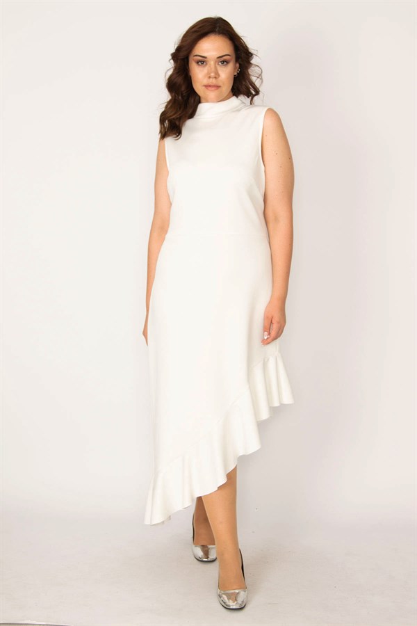 Women's Bone Hem Flounce Back Hidden Zipper Dress 26A33620