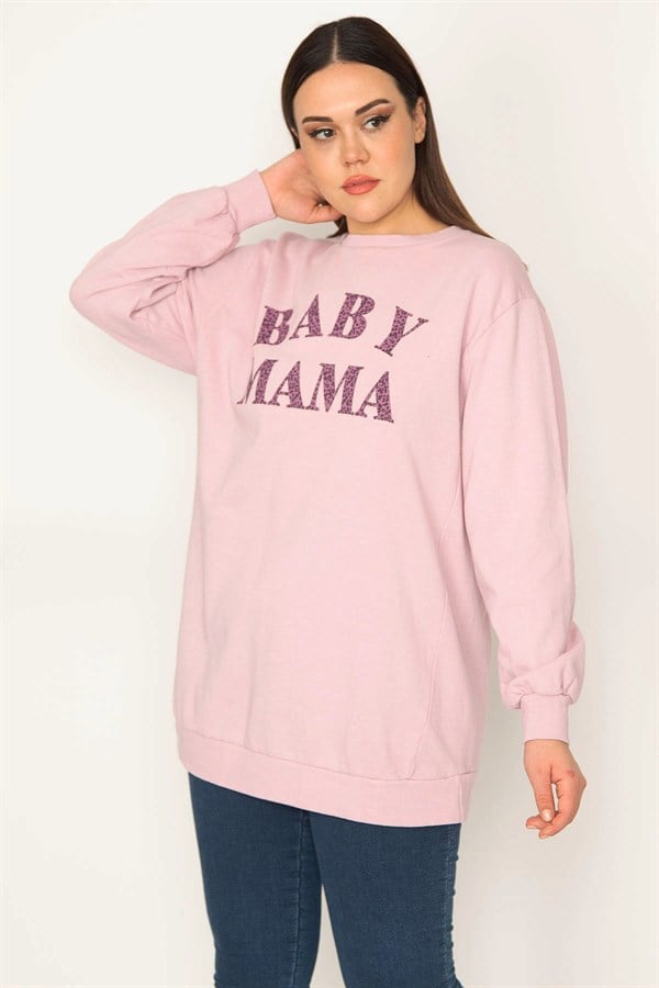 Kadın Pembe Ön Baskılı Sweatshirt 65N31336