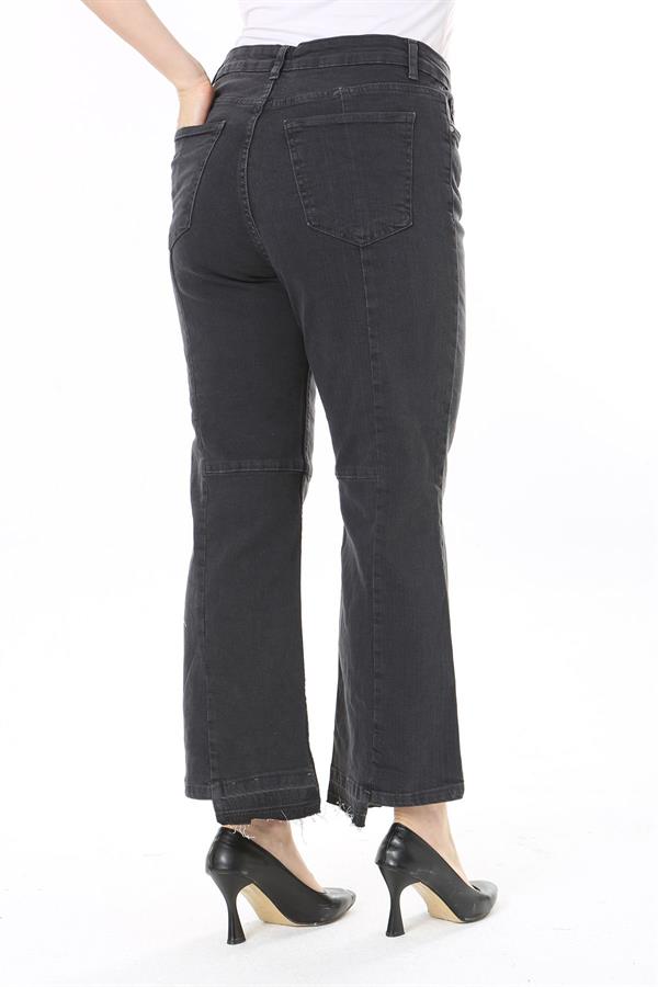 Kadın Büyük Beden Kup Detaylı Paçası Pis Dikişli Likralı Kot Pantolon 65N38087