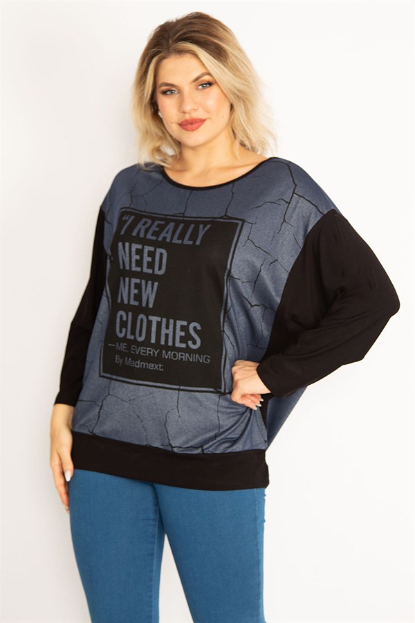 Kadın Siyah Yarasa Kol Ön Detaylı Tunik 65N34638