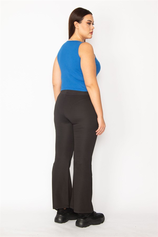 Kadın Siyah Geniş Paça Strech Pantolon 65N35423