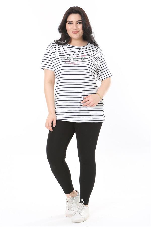 Kadın Büyük Beden Gül Kurusu Bisiklet Yakalı Kısa Kollu Bluz 65N38006