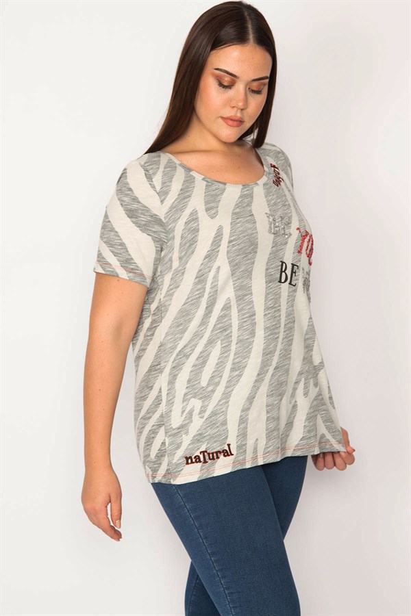 Kadın Taş Pul Payet İşli Pamuklu Kumaş Bluz 65N30232