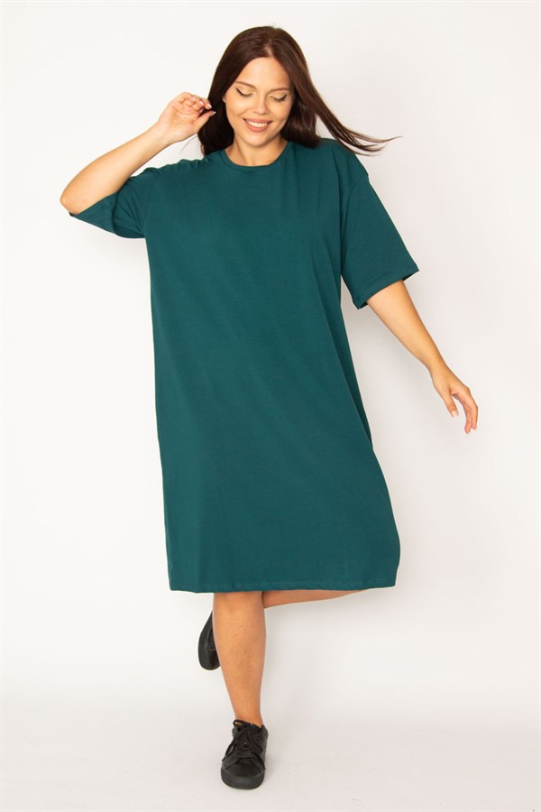 Kadın Mürdüm Pamuklu Kumaş Yan Fermuar Yırtmaçlı Likralı Elbise 65N34428