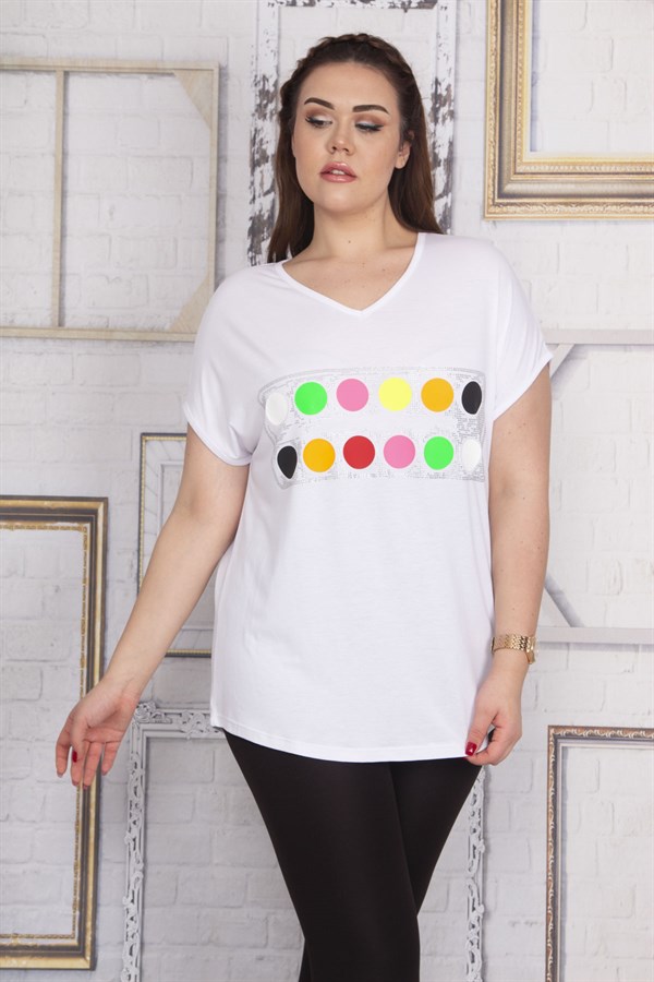 Kadın Kemik Ön Detaylı Düşük Kollu Viskon Bluz 65N22703