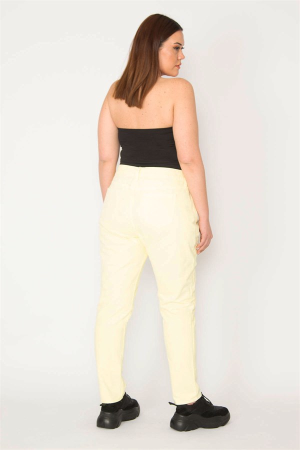 KADIN SARI 5 CEPLİ RAHAT KESİM LİKRASIZ KOT PANTOLON