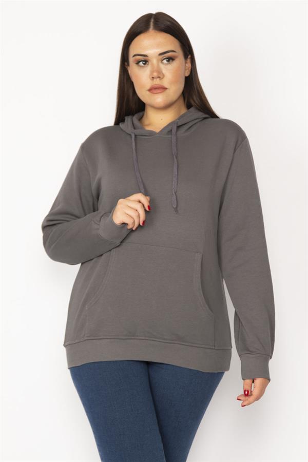 Women's Smoked Inside Raised 3 Thread Kangaroo Pocket Hooded Sweatshirt 65N29644