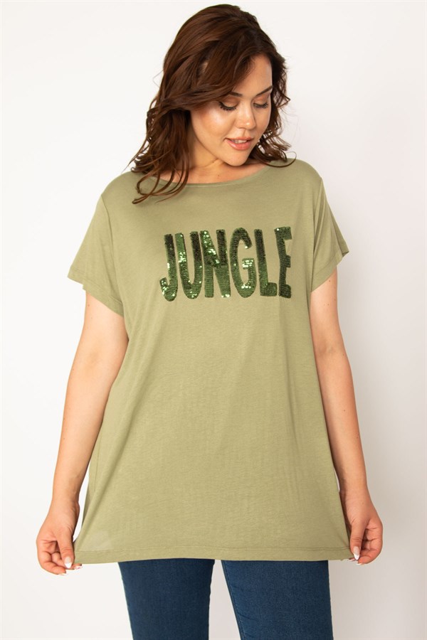 Kadın Haki Önü Pul Payet Detaylı Bluz 65N33918