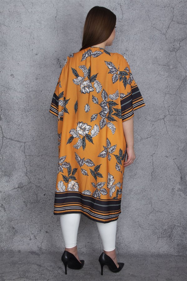 Kadın Turuncu Desenli Saten Kap 65N28893