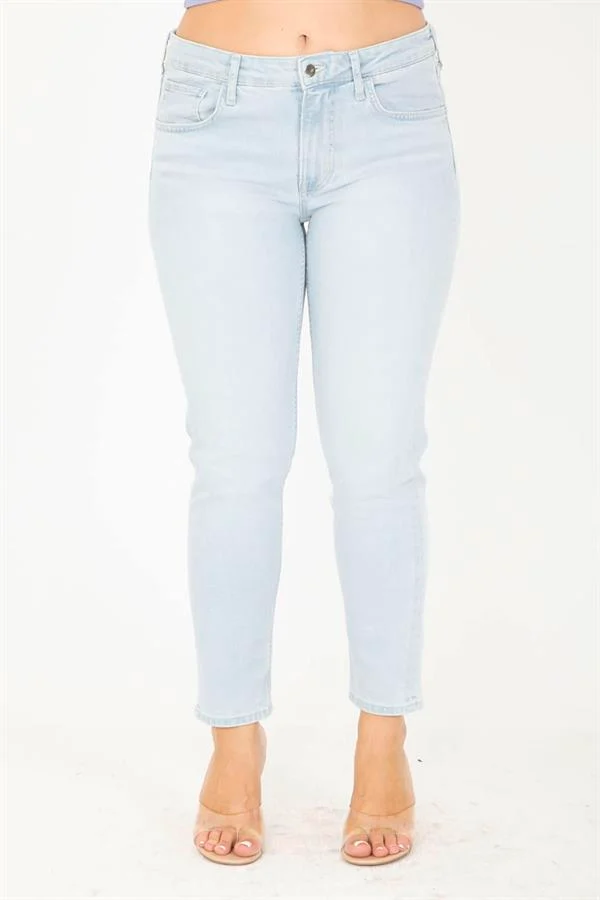 Kadın Büyük Beden Mavi 5 Cepli Kot Pantolon 65N36977