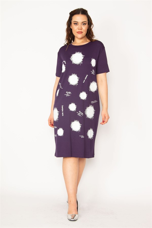 Kadın Kırmızı Ön Baskılı Viskon Elbise 65N33248