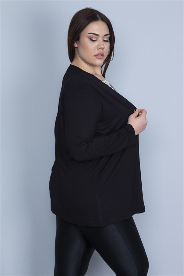 Kadın Siyah İkili Görünümlü Tek Parça Bluz 65N23082
