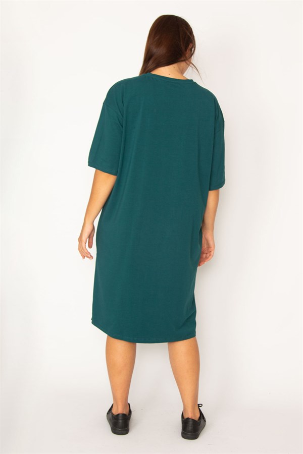 Kadın Mürdüm Pamuklu Kumaş Yan Fermuar Yırtmaçlı Likralı Elbise 65N34428