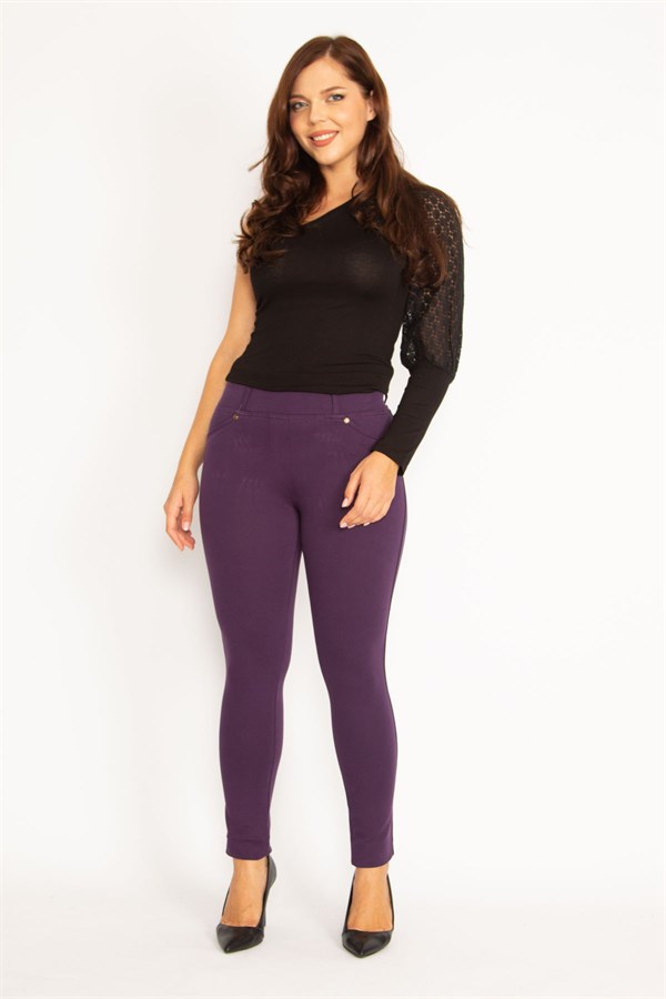 Kadın Antrasit Ön Süs Cep Ve Arka Cepli Tayt 65N34862