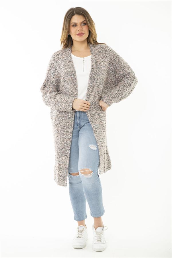 Kadın Büyük Beden Lila Kalın Triko Hırka 65N37170