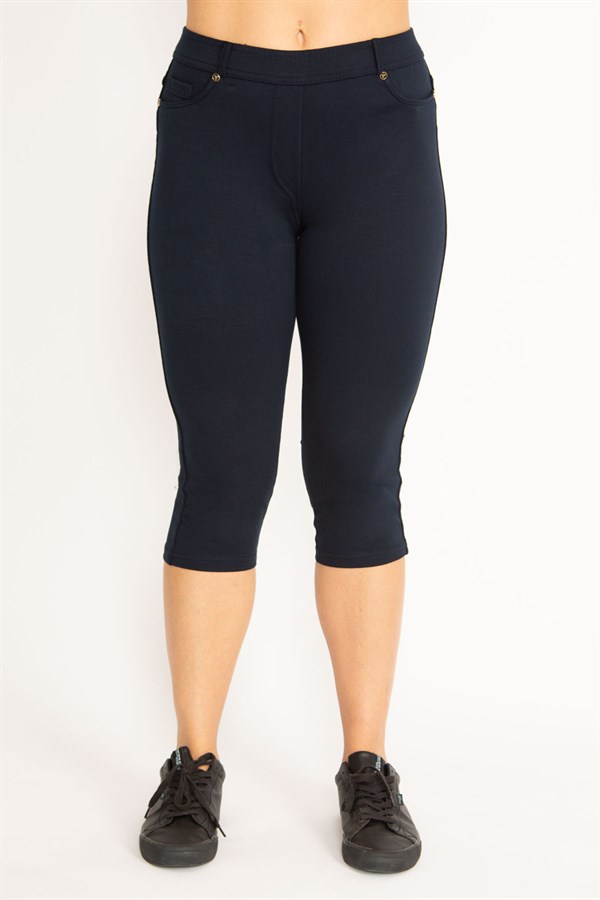 Kadın Lacivert Ön Süs Ve Arka Cepli Tayt  65N34639