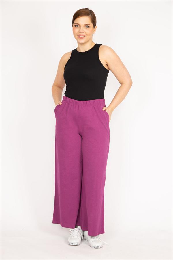 Kadın Fujya Büyük Beden Geniş Paçalı Eşofman Alt