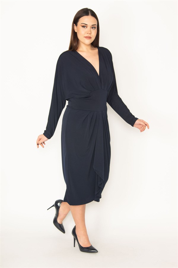 KADIN BORDO GÖĞÜS VE BEL DETAYLI ELBİSE