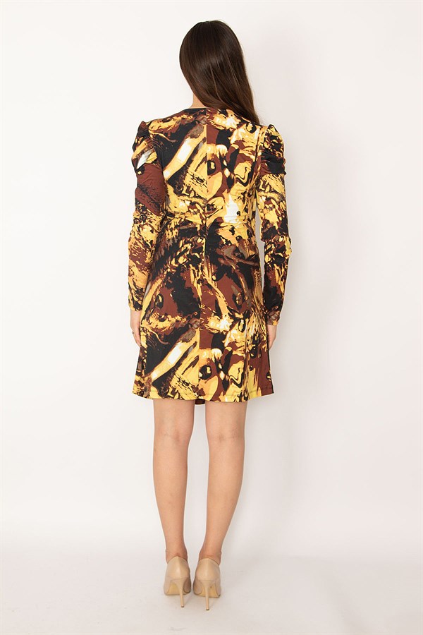 ÖNÜ  VE KOLU DETAYLI ELBİSE 26A23009