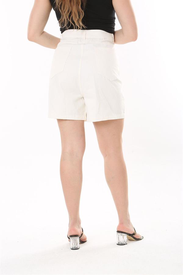Kadın Büyük Beden Kemik Gabardin Kumaş 5 Cepli Şort 65N37444