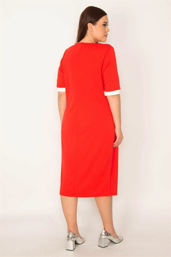 KADIN RENK KOMBİNLİ ELBİSE