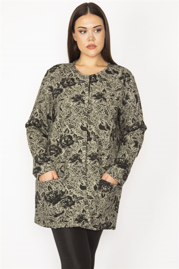 VESTE LONGUE NON DOUBLÉE NOIRE POUR FEMME AVEC POCHE À BOUTON-PRESSION SUR LE DEVANT