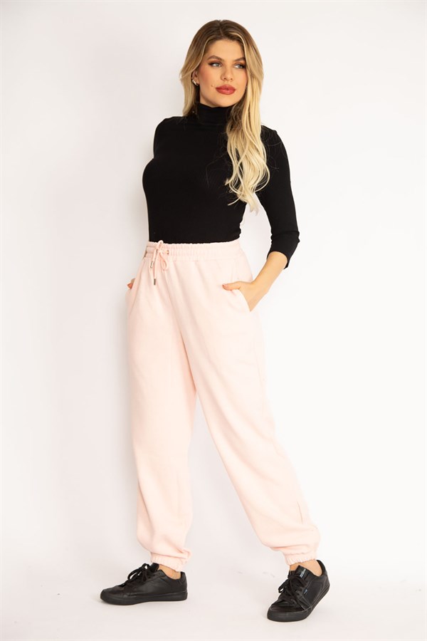 Kadın Pembe İçi Şardonlu 3 İplik Eşofman Alt 65N35102