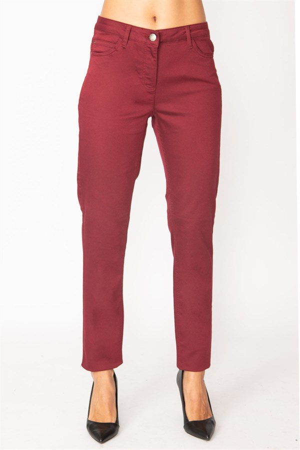 KADIN BORDO GABARDİN 5 CEP PANTOLON