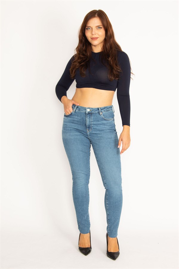 Kadın Mavi 5 Cep Skinny Jean Pantolon 65N34896