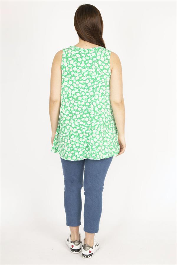 Kadın Kırmızı Büyük Beden Önü A Pileli V Yakalı Tunik