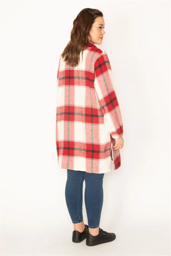 Kadın Bordo Önü Çıtçıt Düğmeli Oduncu Gömlek 65N32726