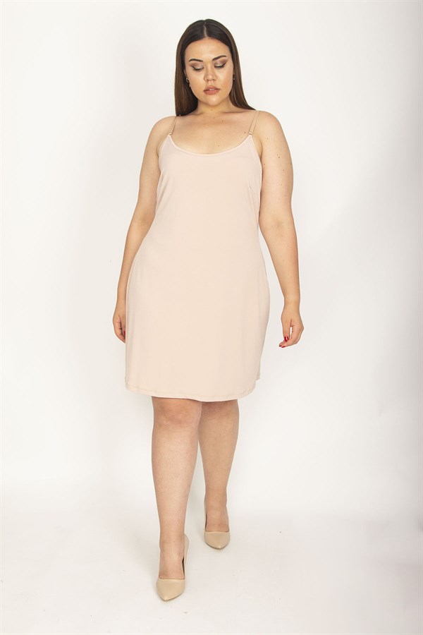 Kadın Bej Askı Boyu Ayarlı Jüpon Elbise 65N29145