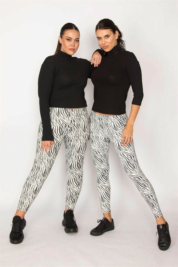 LEGGINGS FEMME À MOTIF ZÉBRÉ NOIR