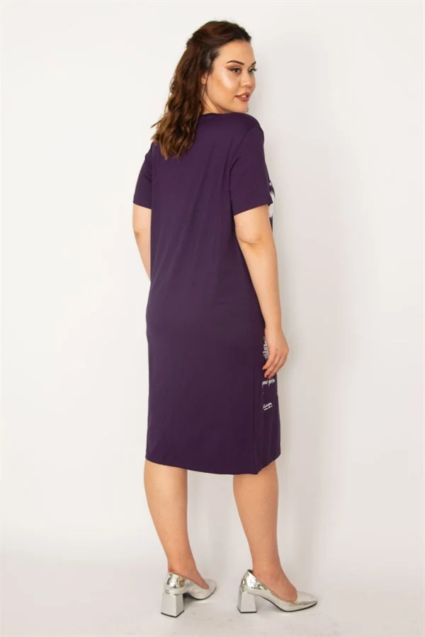 Kadın Kırmızı Ön Baskılı Viskon Elbise 65N33248