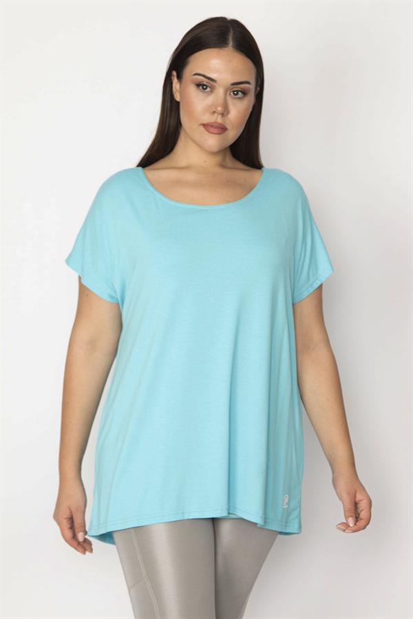 Kadın Mavi İçi Çizgili Atletli Düşük Kollu Bluz 65N30011