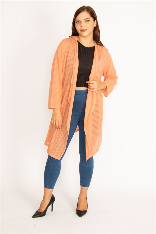 Kadın Oranj Salaş Yaka Hırka 65N34778