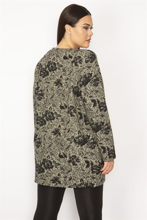 VESTE LONGUE NON DOUBLÉE NOIRE POUR FEMME AVEC POCHE À BOUTON-PRESSION SUR LE DEVANT