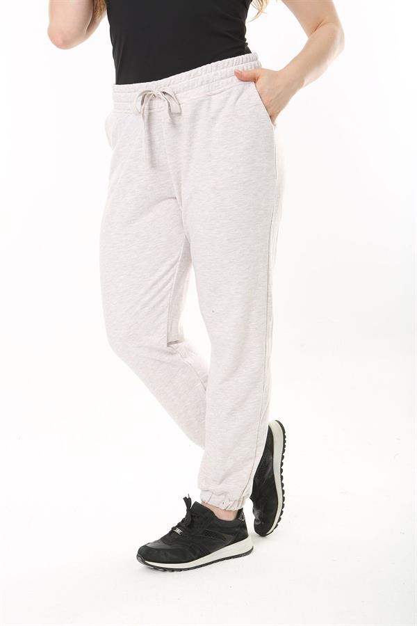 Kadın Büyük Beden Taş Bel Ve Paçası Lastik Detaylı Cepli Eşofman Alt 65N37481