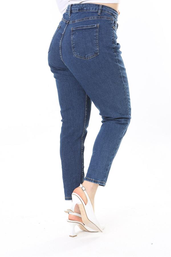 Kadın Büyük Beden Yüksek Bel Dar Paçalı Likralı Kot Pantolon 65N38089