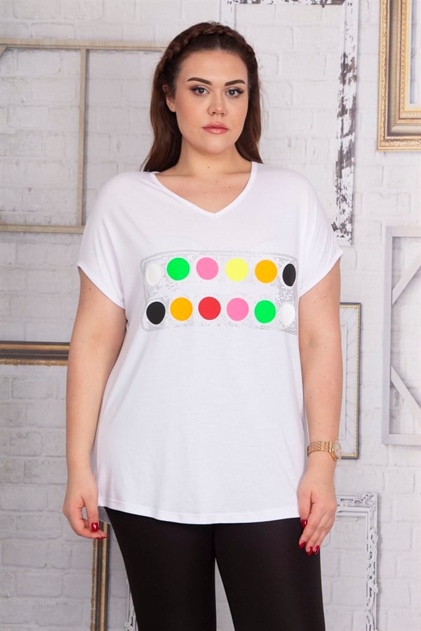 Kadın Kemik Ön Detaylı Düşük Kollu Viskon Bluz 65N22703