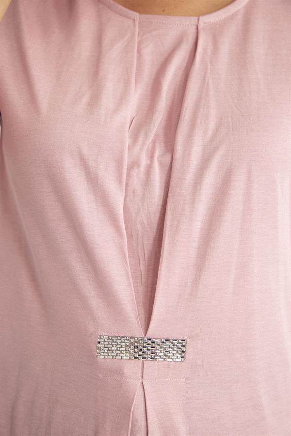 Kadın Somon Büyük Beden Ön Detaylı Bluz