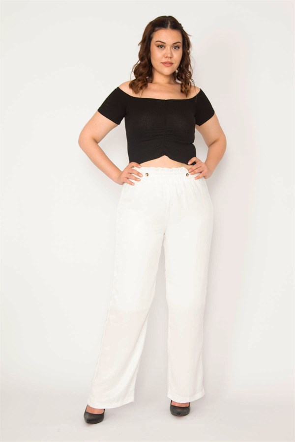 PANTALON EN SATIN DOUBLÉ POUR FEMME AVEC ÉLASTIQUE À LA TAILLE ET DESIGN DÉTAILLÉ À ÉPAULET D20/15