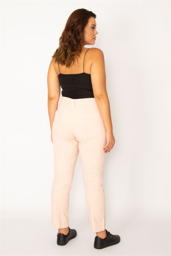 Kadın Pembe Cep Ve Kup Detaylı Likralı Pantolon 65N34118