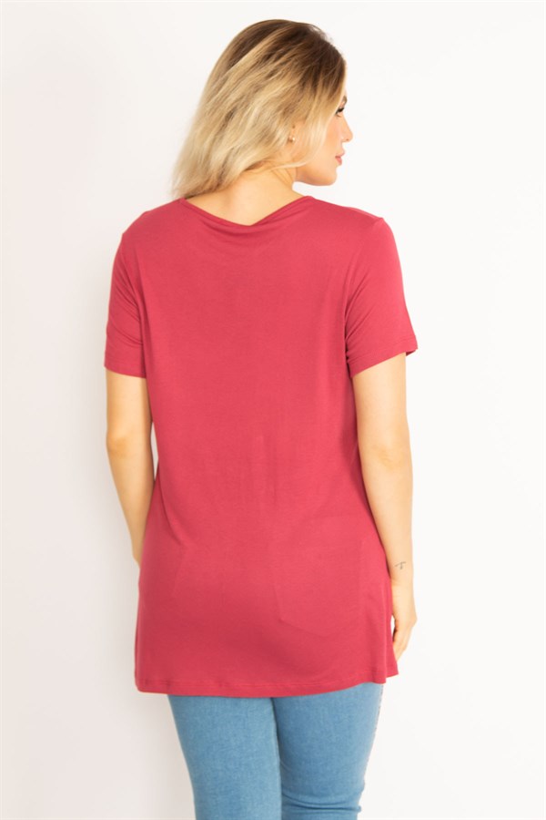 Kadın Gül Kurusu Dijital Baskılı Bluz 65N34685