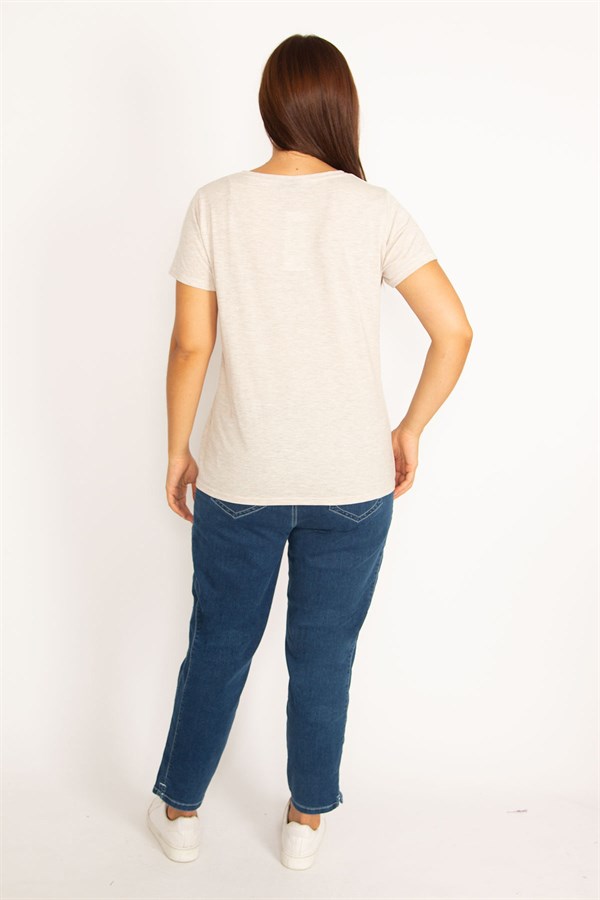 Kadın Vizon Lak Baskılı Bluz 65N34577