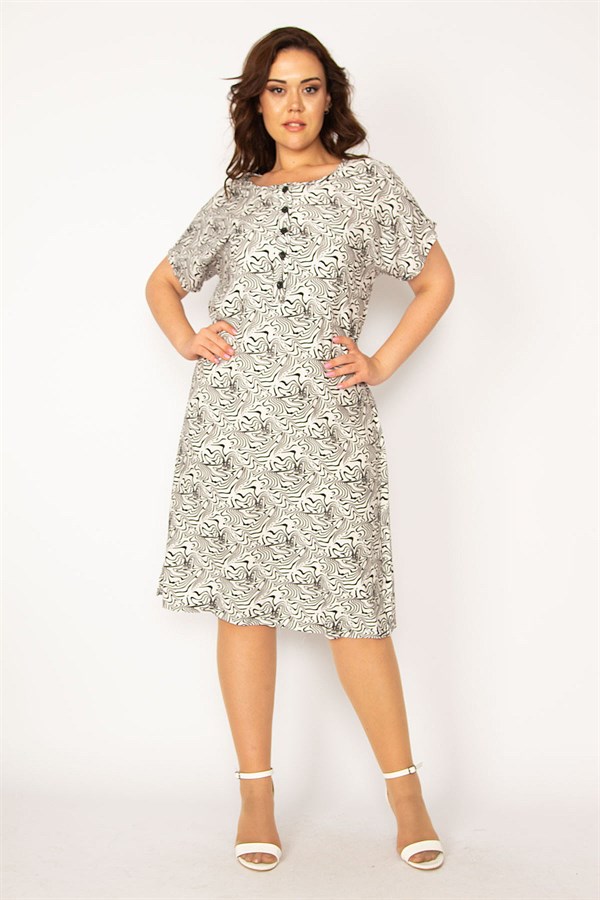 Kadın Bebe Mavisi Dokuma Viskon Kumaş Ön Pat Düğmeli Beli Kuşaklı Elbise 65N33614