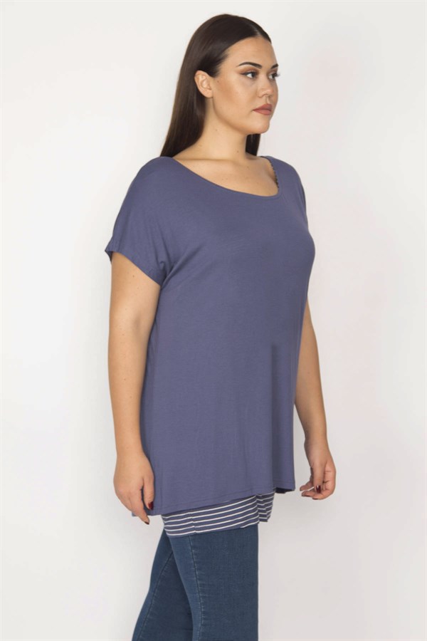 Kadın İndigo İç Atletli Düşük Kollu Tunik 65N29660