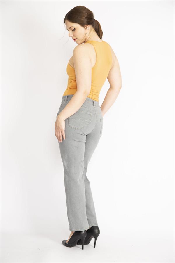 Kadın Gri Büyük Beden 5 Cepli Kot Pantolon